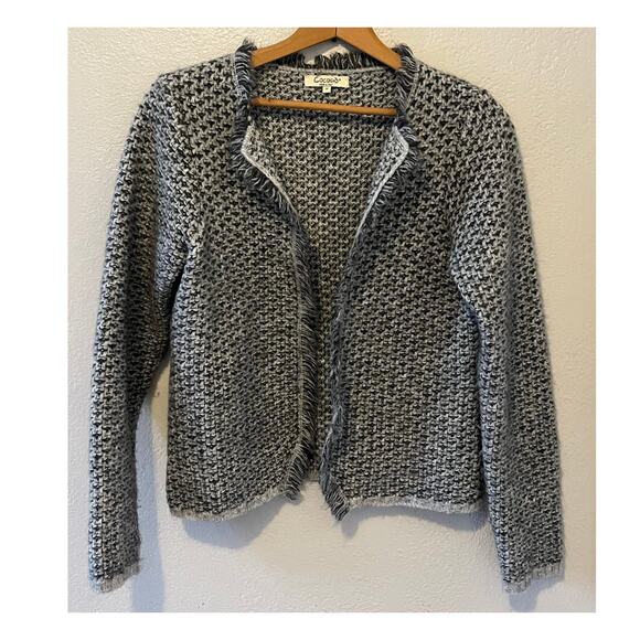 Women's Cocogio gray tweed open winter fall wool blend cardigan sweater size M - Picture 1 of 6